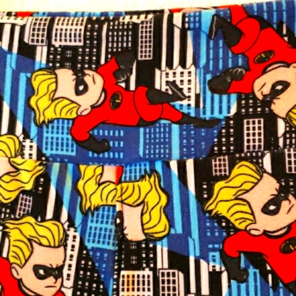 LuLaRoe Disney Incredibles Dash Leggings Blue Skyscraper Background Size OS - Picture 3 of 6
